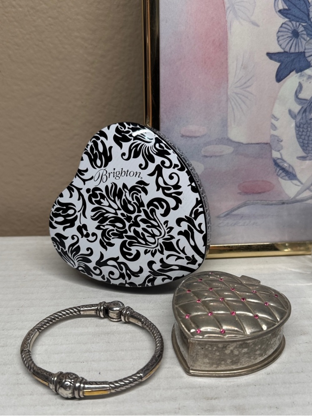 Brighton cuff bracelet , tin heart box & heart trinket bundle